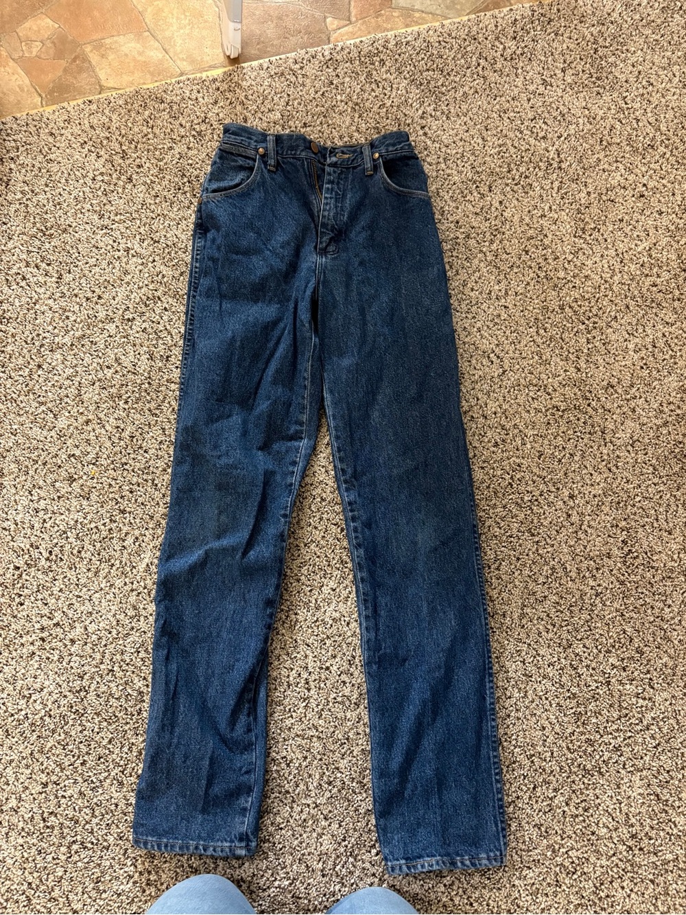 Vintage Wrangler Womens Straight-Leg Indigo Blue Jeans